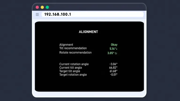 Starlink Web Interface for Alignment